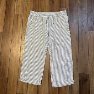 L.L.Bean Pants Women's Size‎ 20 Linen Striped Pull-On Drawstring